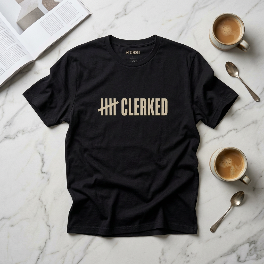 Flagship graphic tee by Clerked in premium cotton, front view