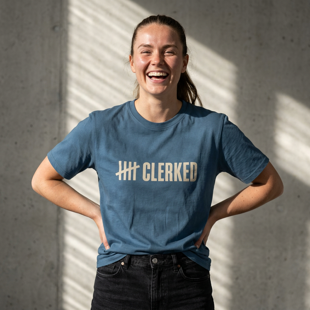 Flagship graphic tee by Clerked in premium cotton, front view