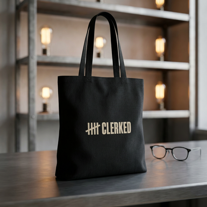 Minimalist cotton tote bag by Clerked in natural  color
