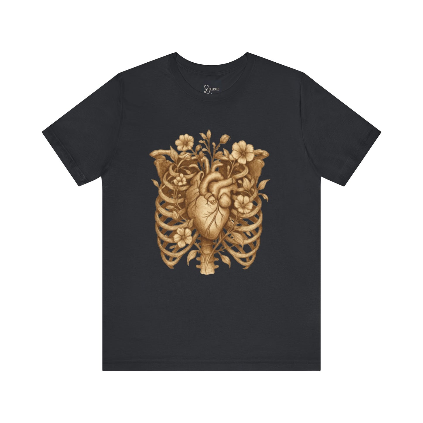 Anatomy Botanical Heart Sepia Tee art of medicine sepia apparel