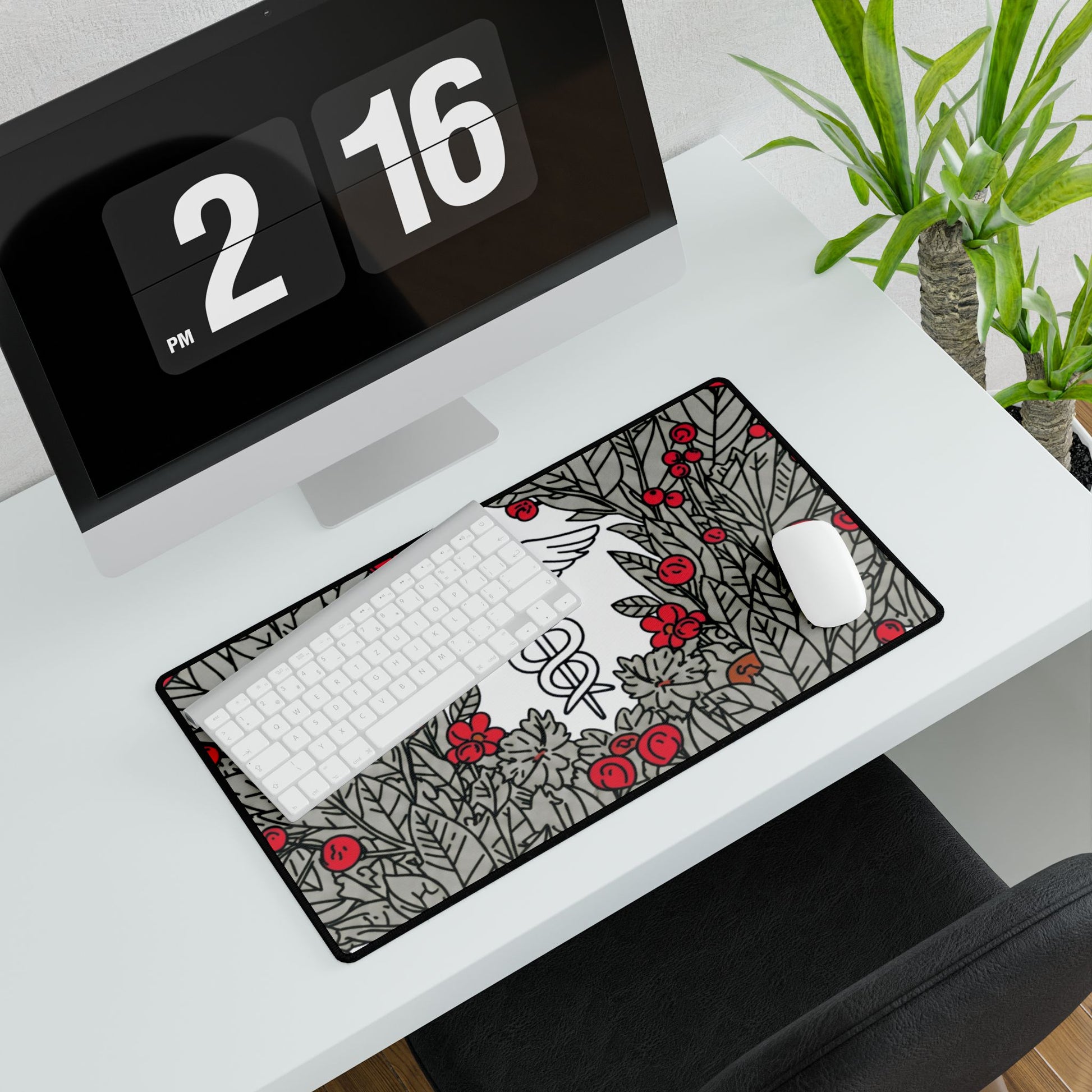 Medical Caduceus Desk Mat floral medical office gear view