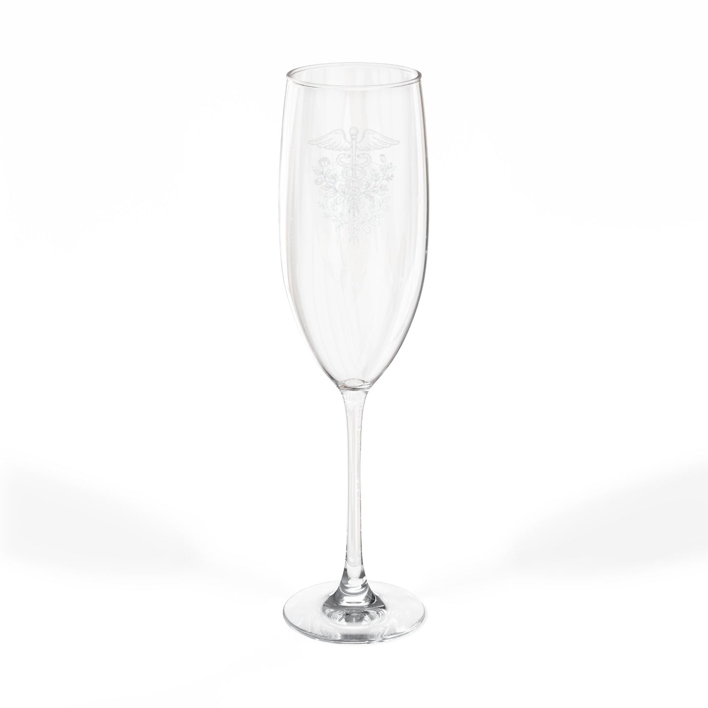 Caduceus  Delicate Engraved 8oz Champagne Flute
