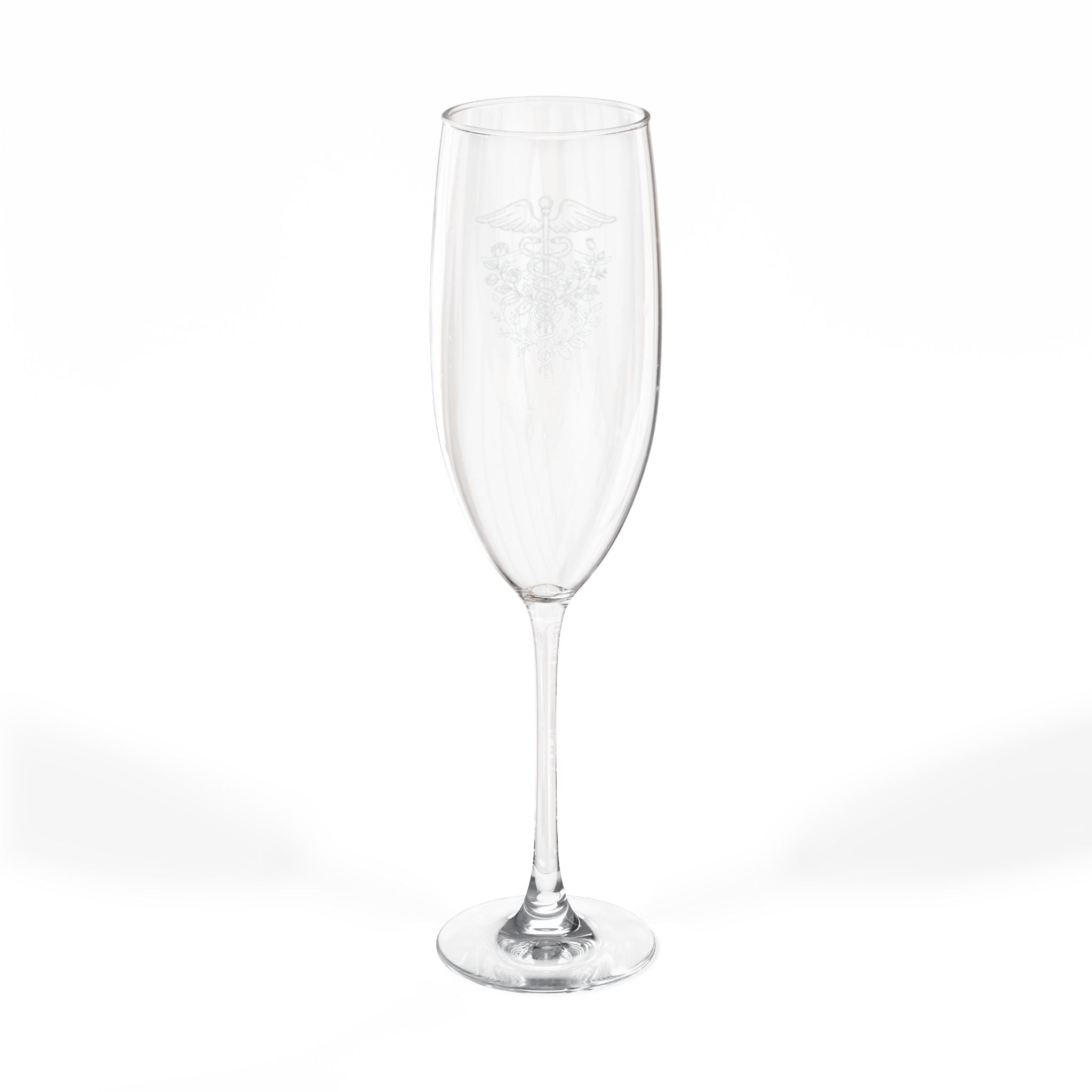 Graduation Champagne Flute  Caduceus Engraved