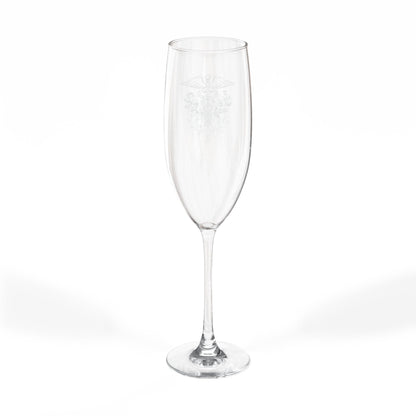 Graduation Champagne Flute  Caduceus Engraved