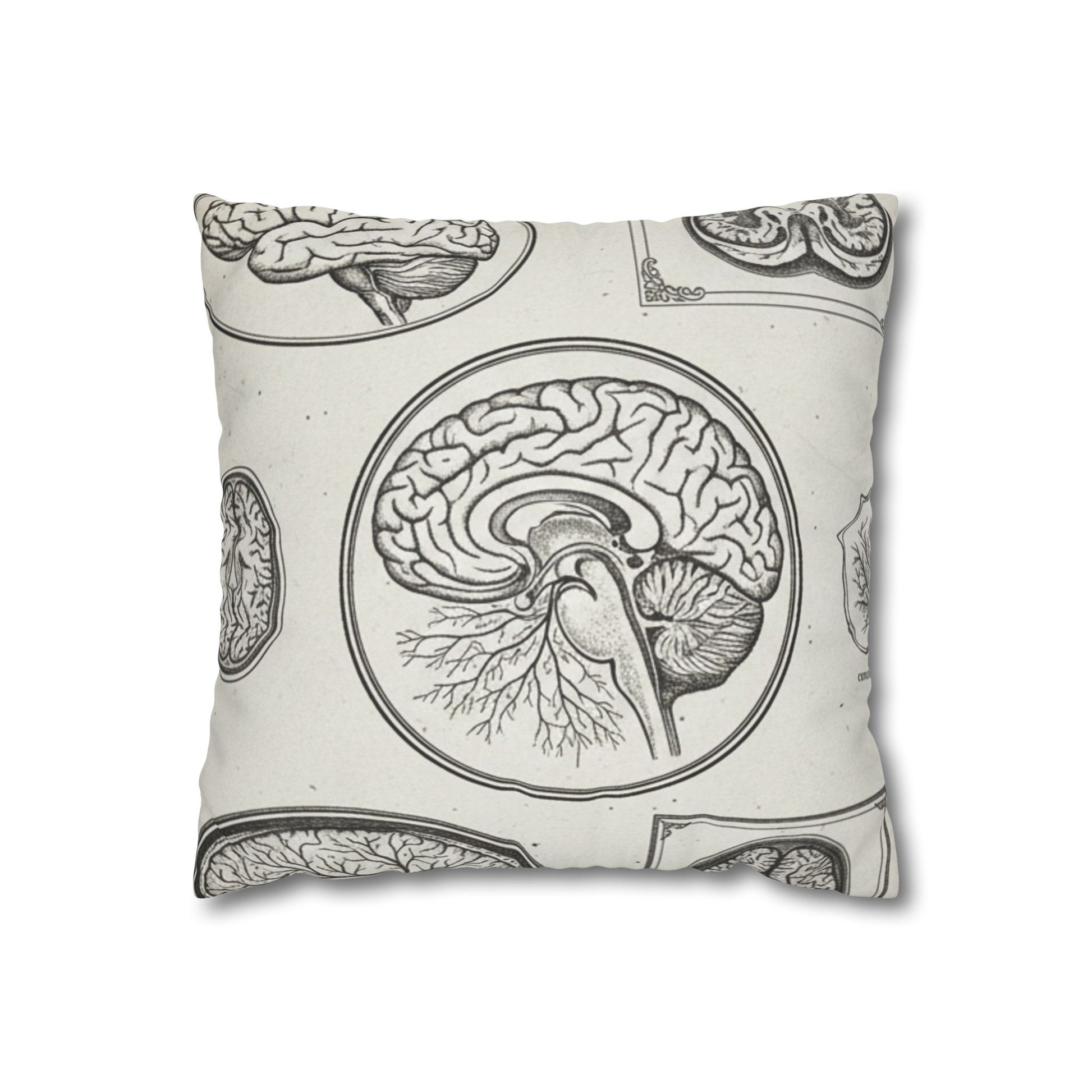 Vintage Brain Scan Throw Pillow retro medical illustration view