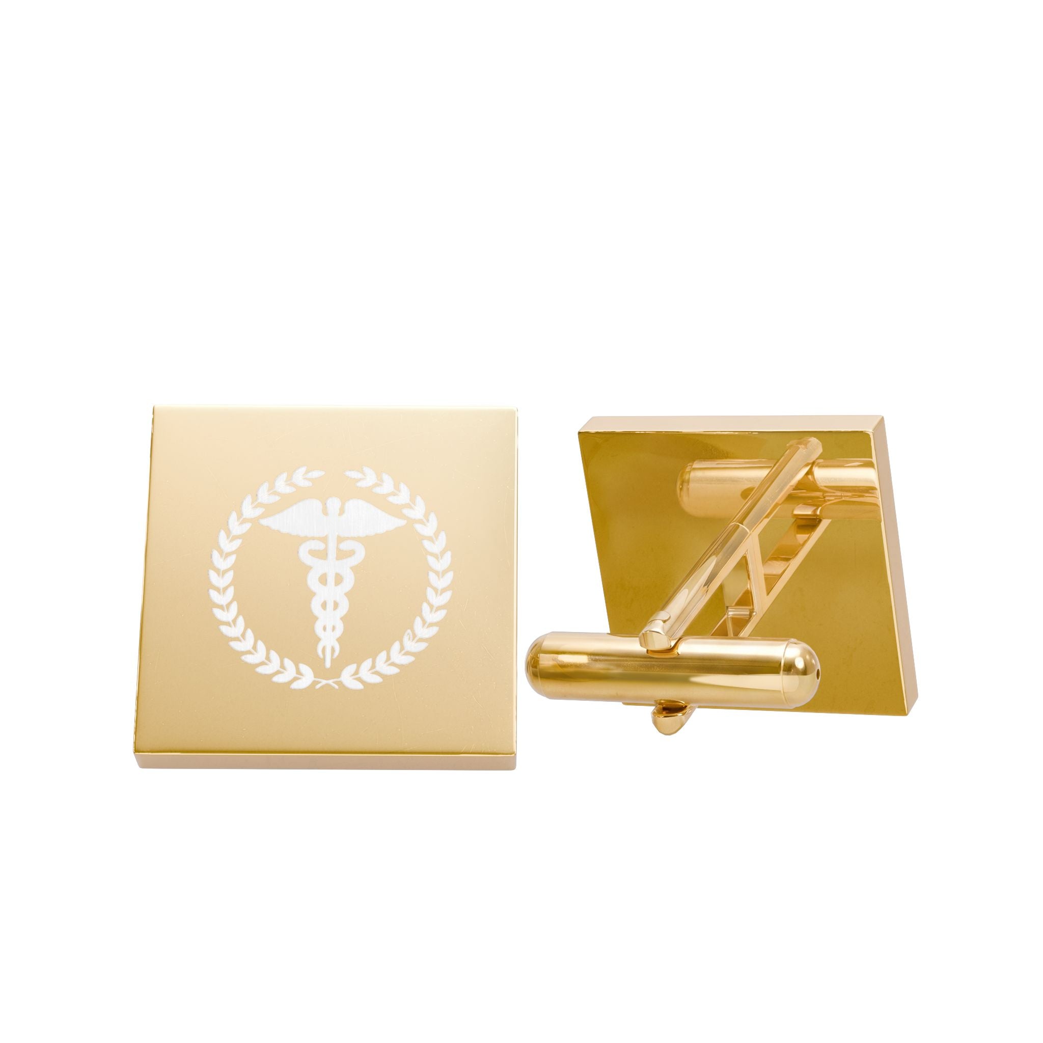 Gold Medical Caduceus Cufflinks