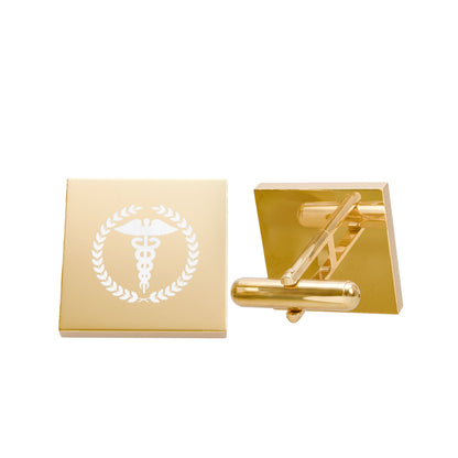 Gold Medical Caduceus Cufflinks