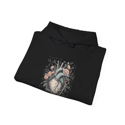 Anatomical Heart Floral Clerked Hoodie