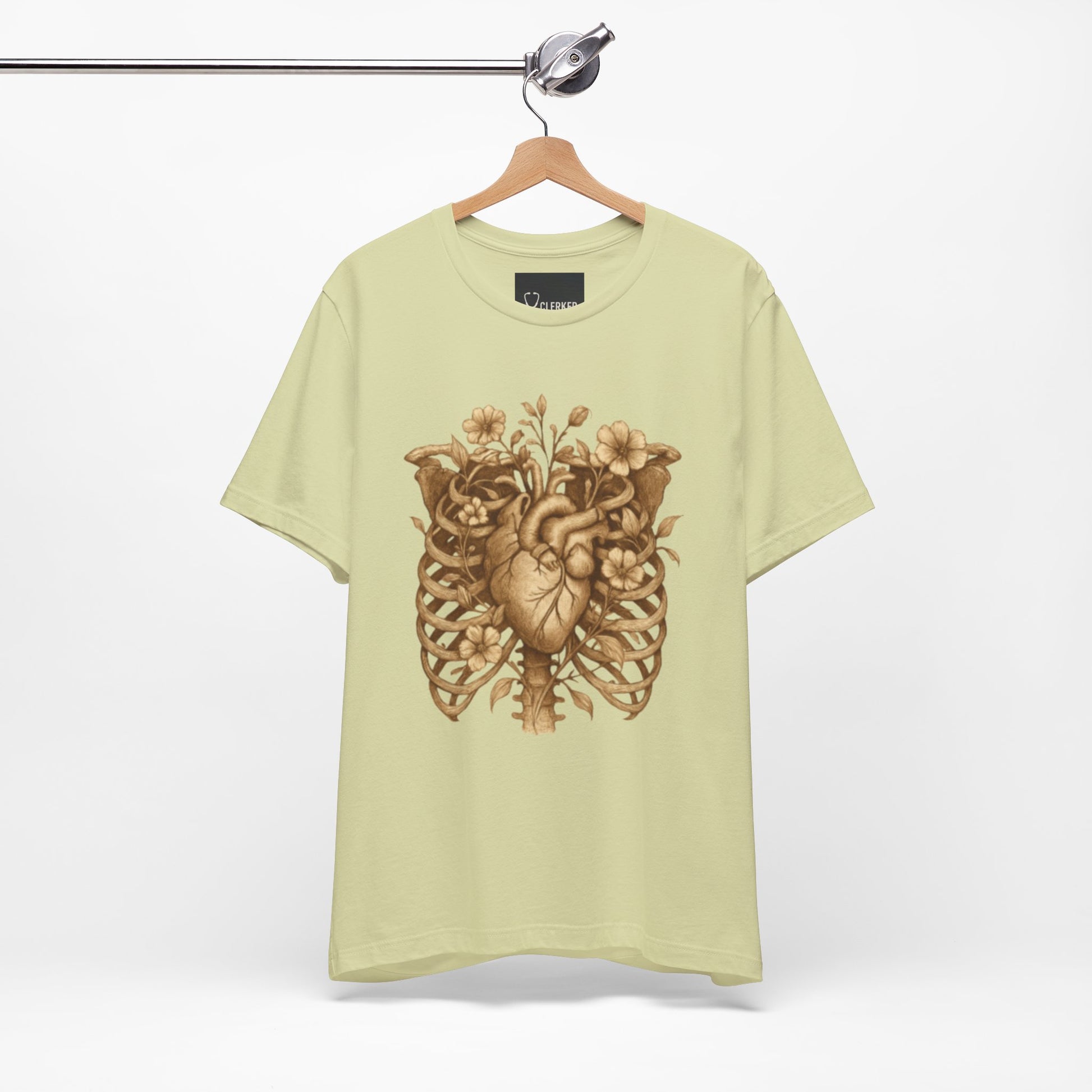 Anatomy Botanical Heart Sepia Tee - Medical Art Apparel