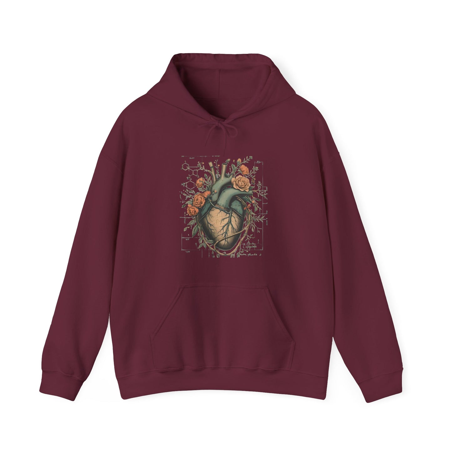 Anatomical Heart Floral Clerked Hoodie