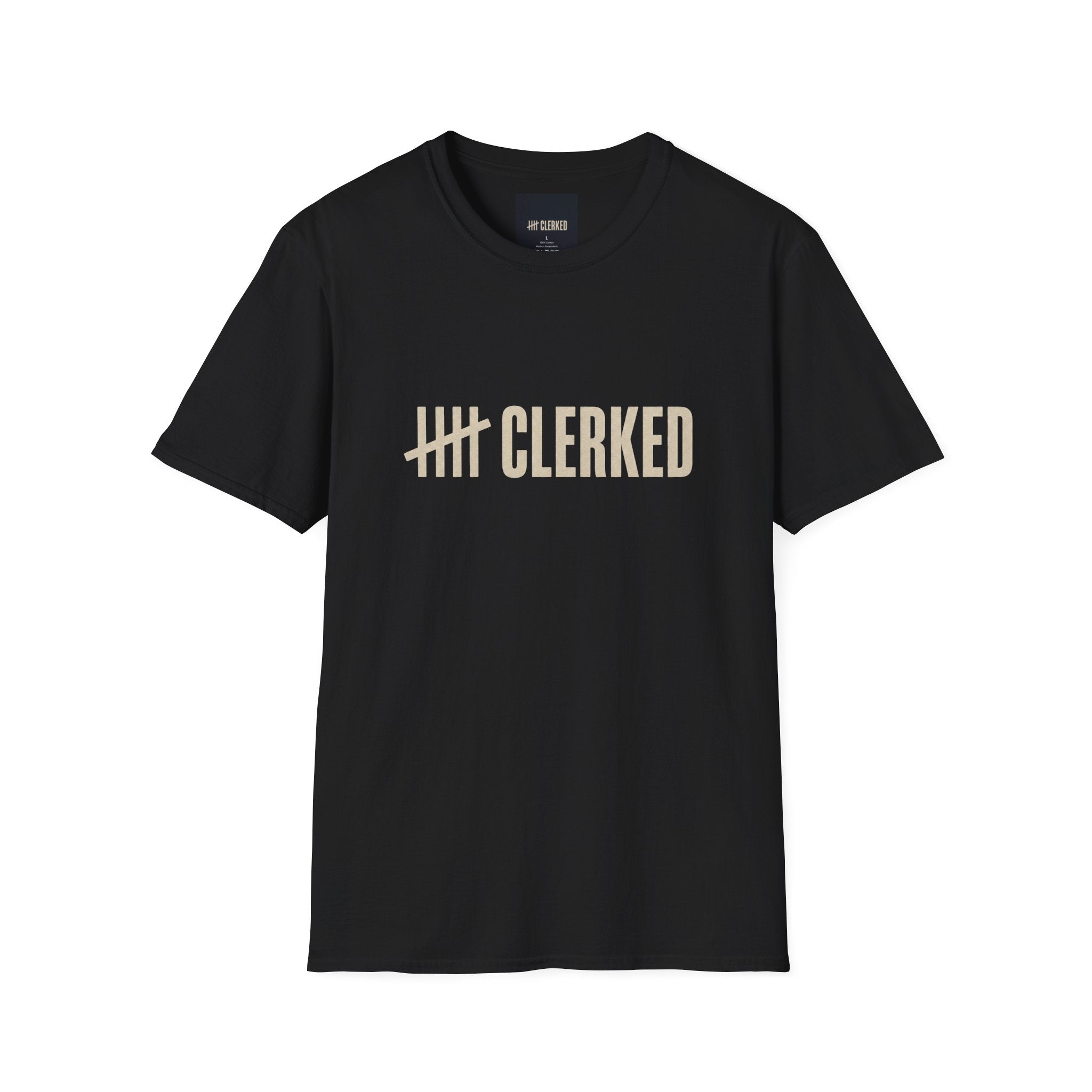 Flagship graphic tee by Clerked in premium cotton, front view