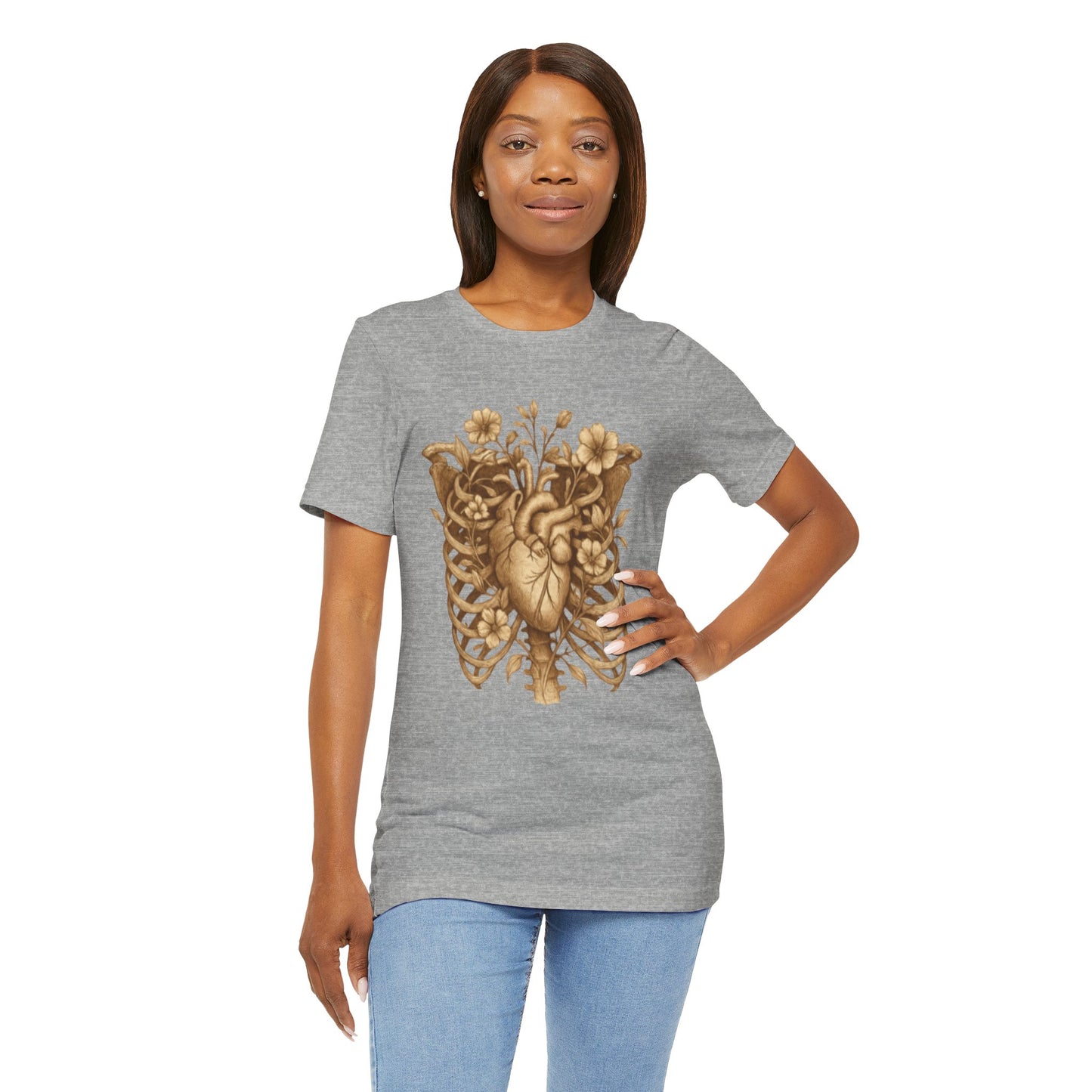 Anatomy Botanical Heart Sepia Tee - Medical Art Apparel