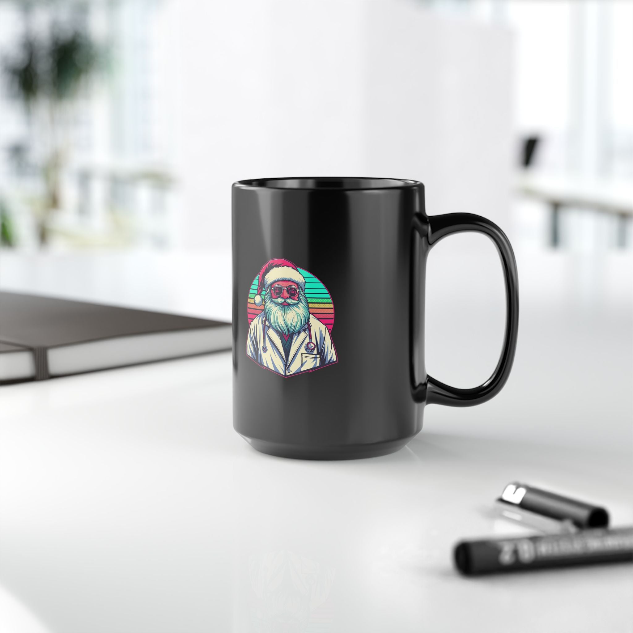 Retro Neon Santa Coffee Mug vintage cyberpunk santa mug