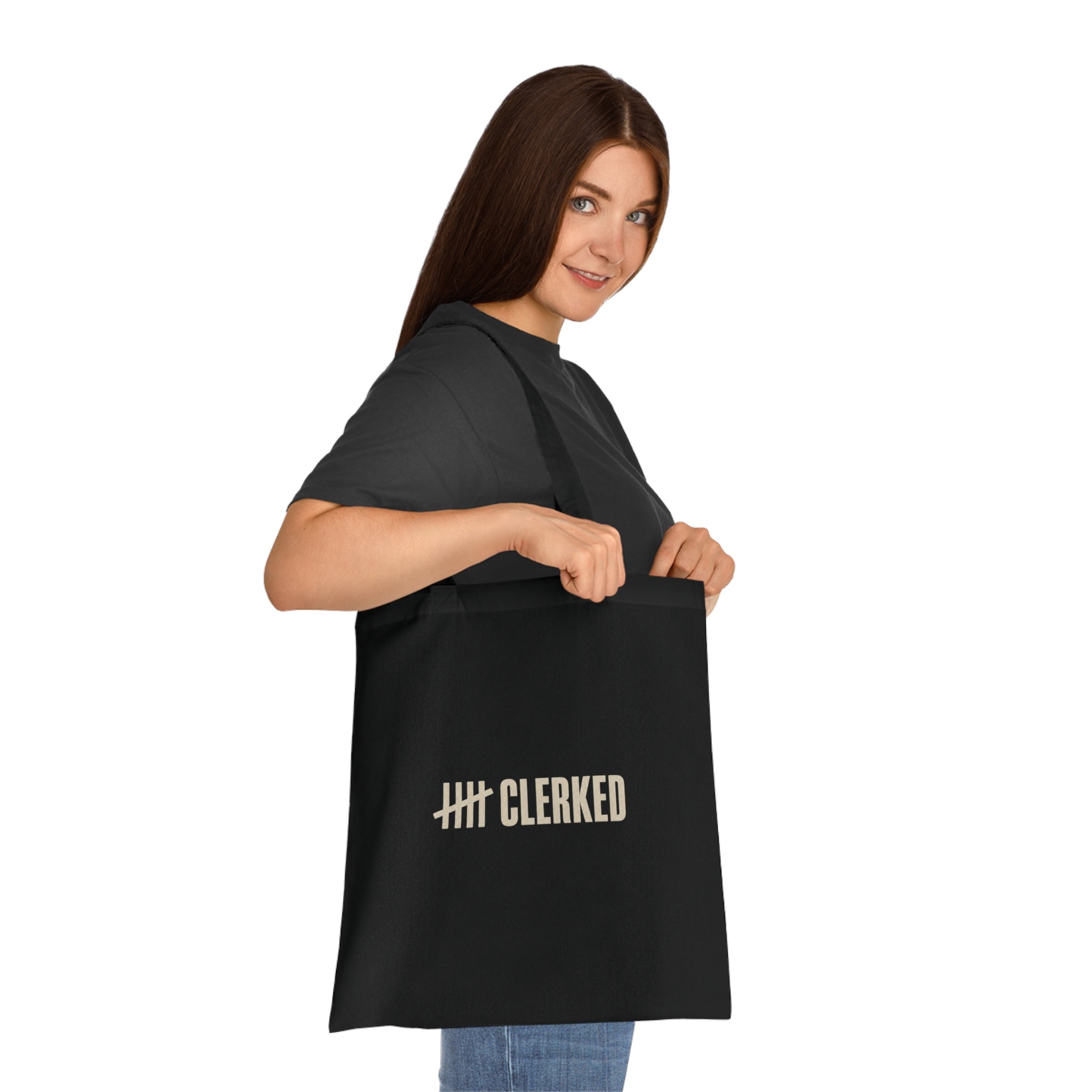 Minimalist cotton tote bag folded flat for compact, easy storage