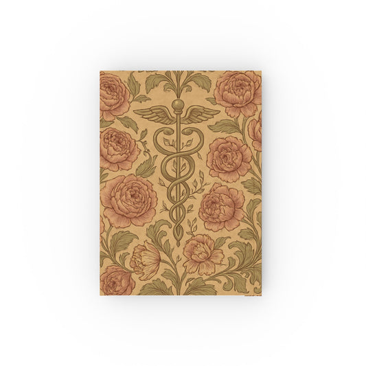 Caduceus with Vintage Roses Journal unique nurse and doctor diary
