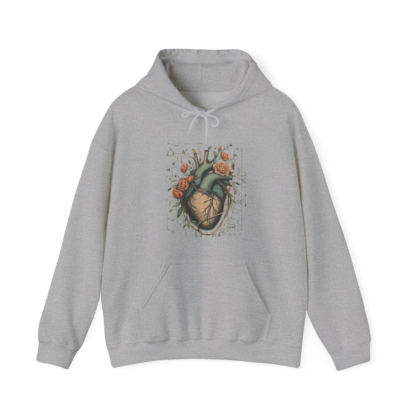 Anatomical Heart Floral Clerked Hoodie
