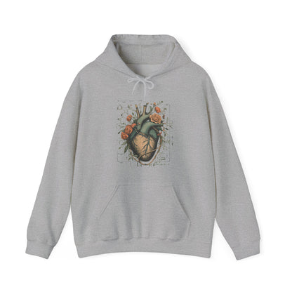 Anatomical Heart Floral Clerked Hoodie