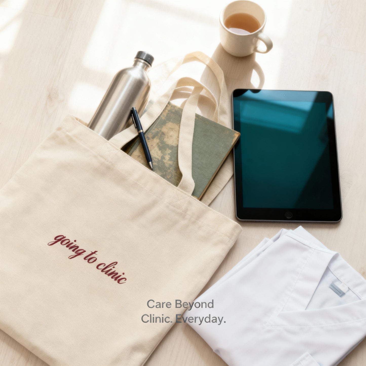 Going to Clinic Tote Bag organic canvas bag detail 2