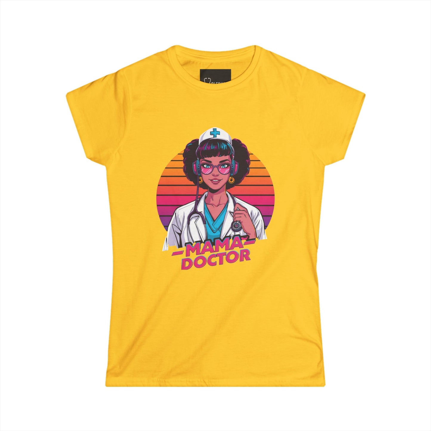 Mama Doctor Retrowave Cool Tshirt unique healthcare mom apparel
