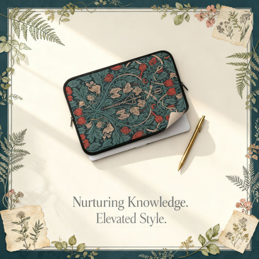 Elegant Floral Caduceus Laptop Sleeve vintage style macbook case