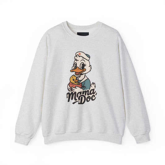 The Mama Doc Crewneck medical mom sweatshirt detail