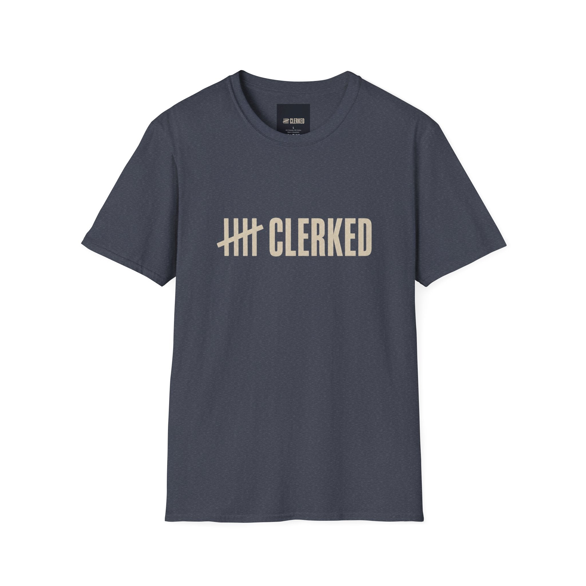 Flagship graphic tee by Clerked in premium cotton, front view