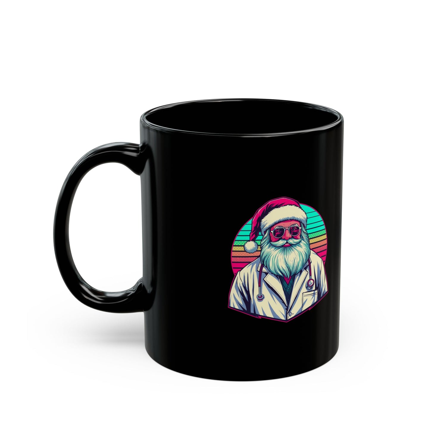 Retro Neon Santa Coffee Mug neon cyberpunk christmas mug