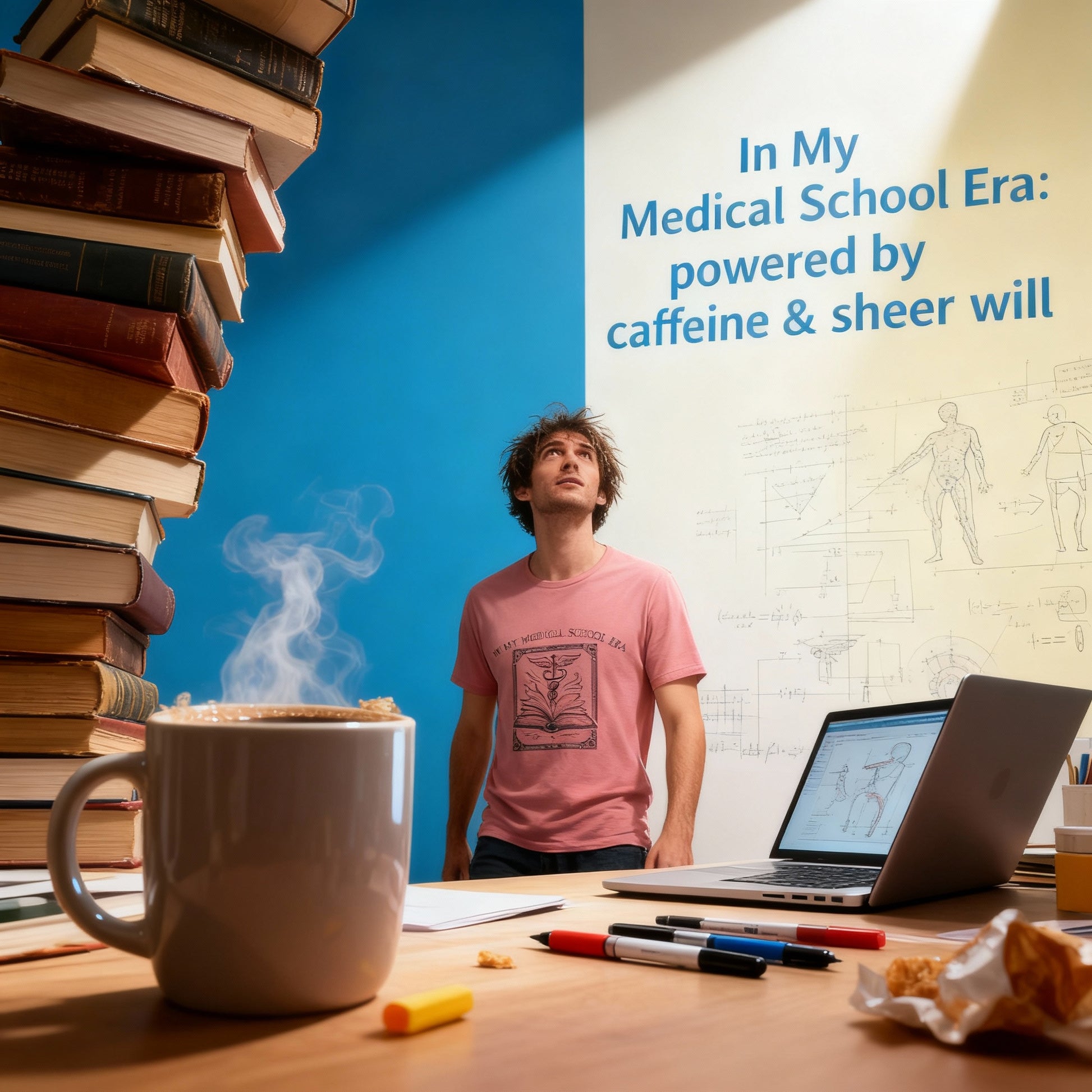 In My Medical School Era Tee caduceus book illustration shirt