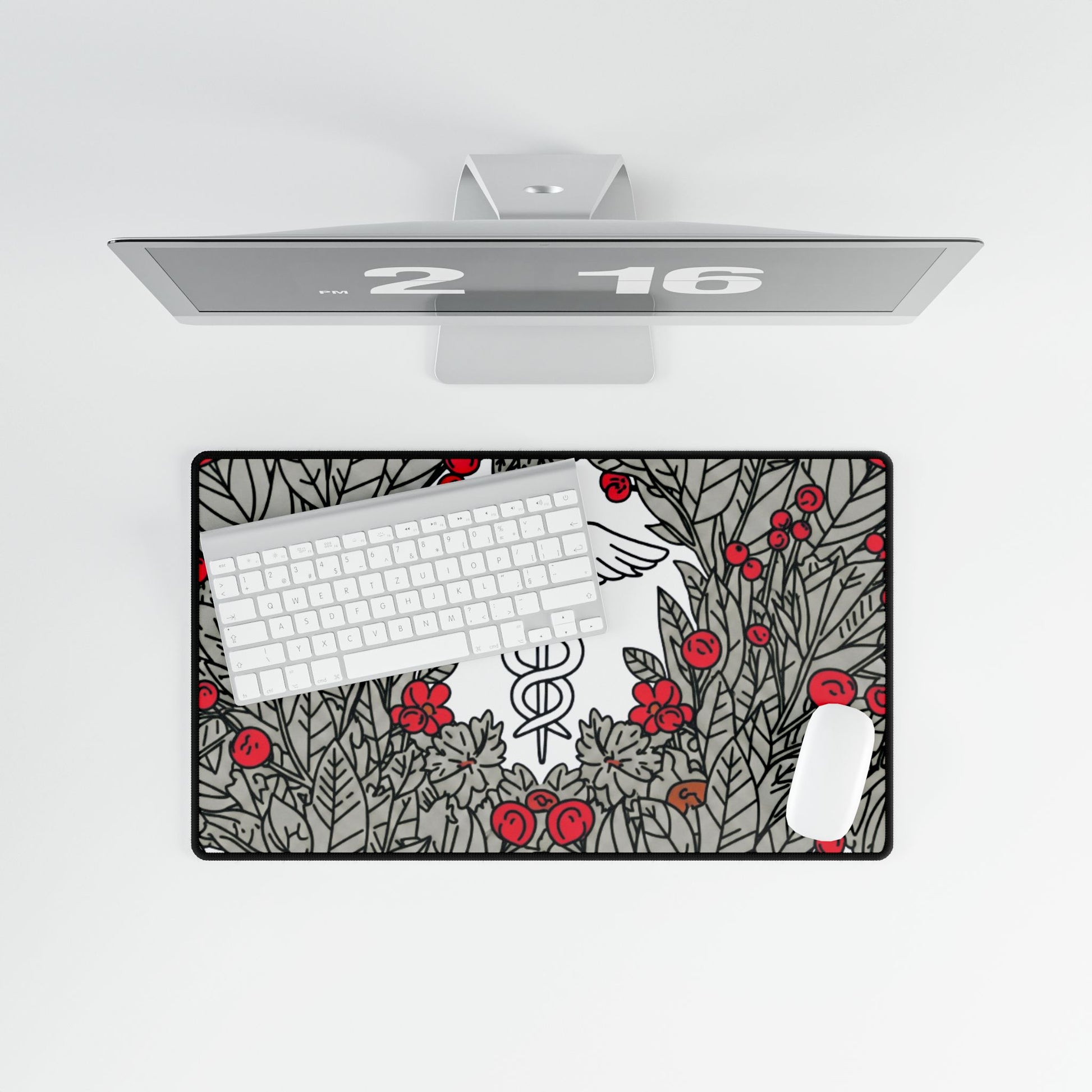 Medical Caduceus Desk Mat floral medical office gear view 2