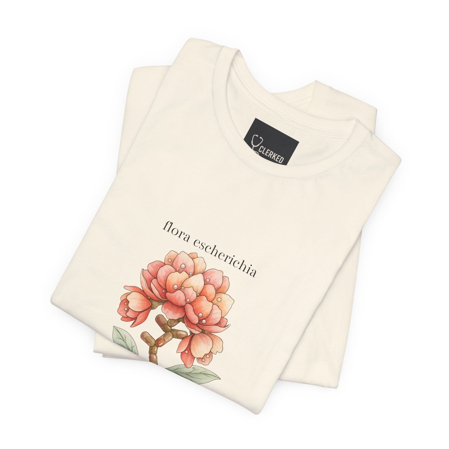 E Coli Imaginary Flower Botanical Microbiology Artistic Tee - Medical Art Apparel