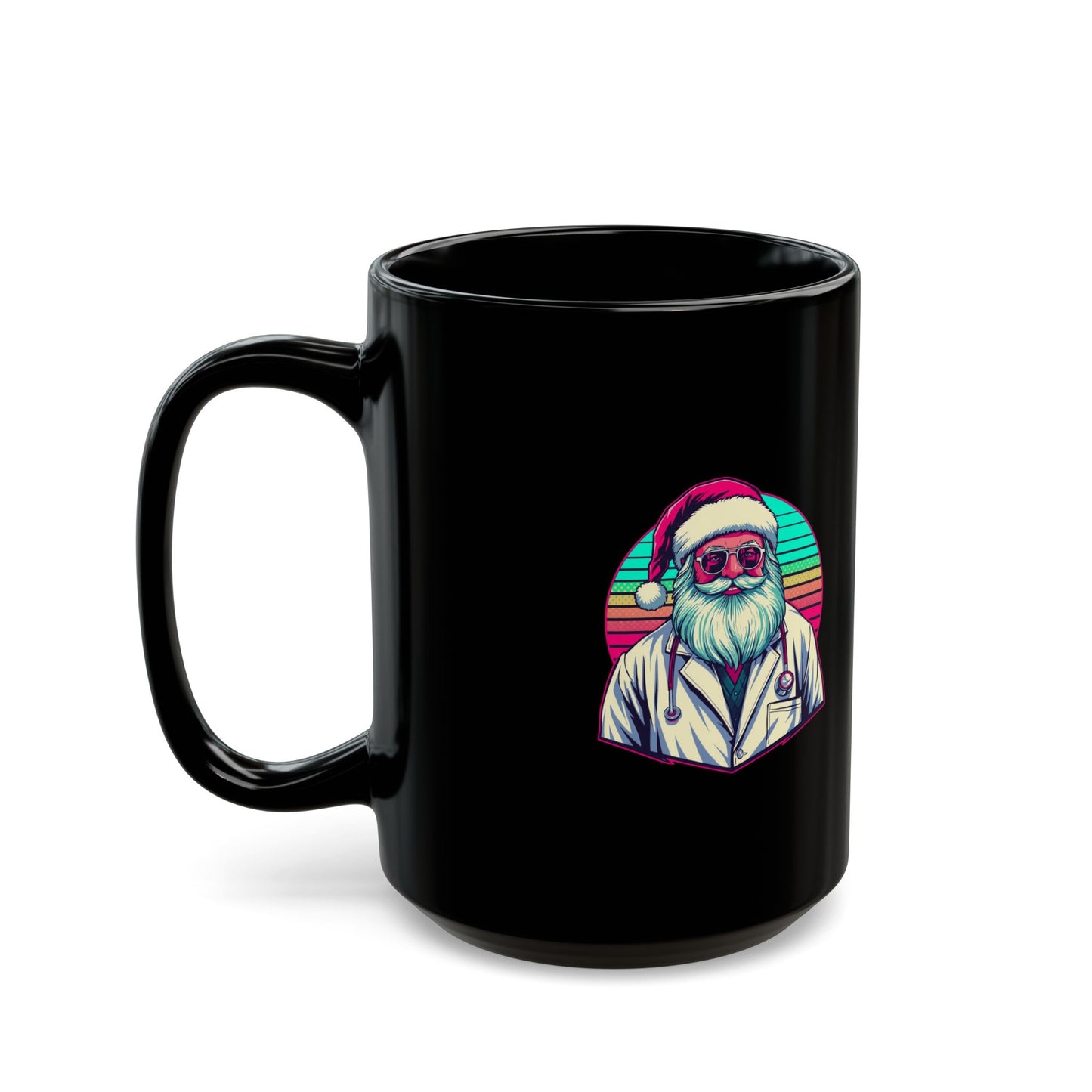 Retro Neon Santa Coffee Mug unique holiday cyberpunk mug