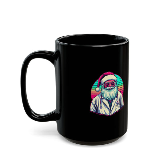 Retro Neon Santa Coffee Mug unique holiday cyberpunk mug