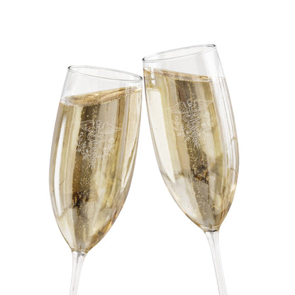 Graduation Champagne Flute  Caduceus Engraved