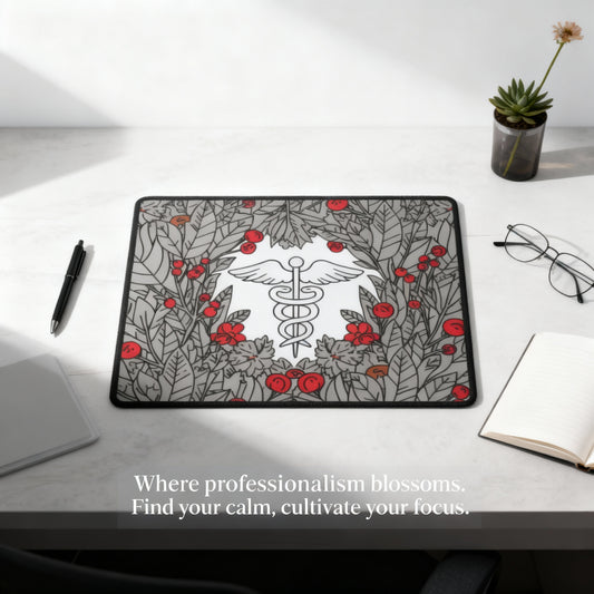 Medical Caduceus Desk Mat floral nurse doctor mouse pad