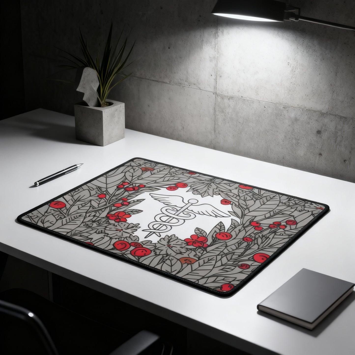 Medical Caduceus Desk Mat floral nurse and doctor pad view 3