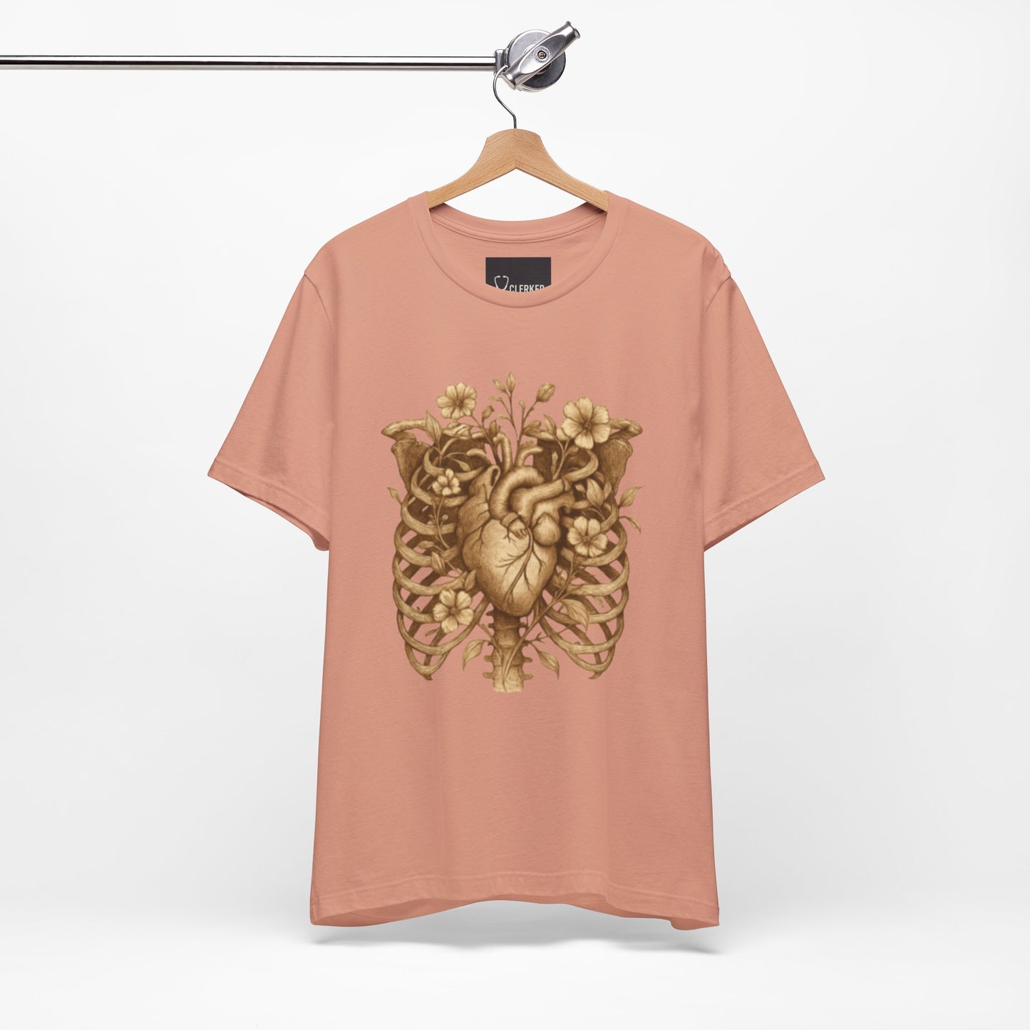Anatomy Botanical Heart Sepia Tee - Medical Art Apparel