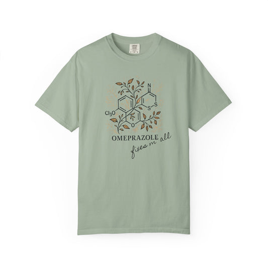 Omeprazole Funny Botanical Pharmacy Tee medical shirt detail 2