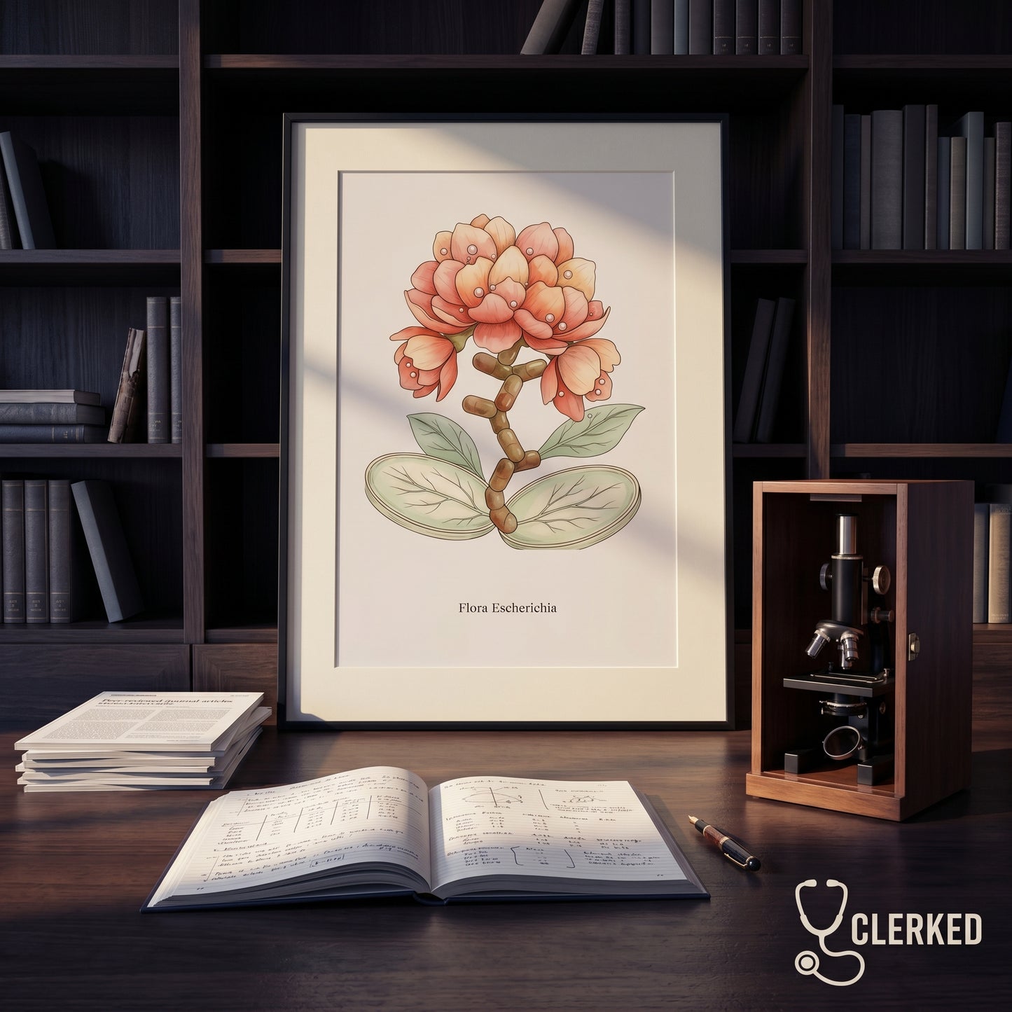 Botanical Escherichia Imaginary Microbiology Fine Art Poster