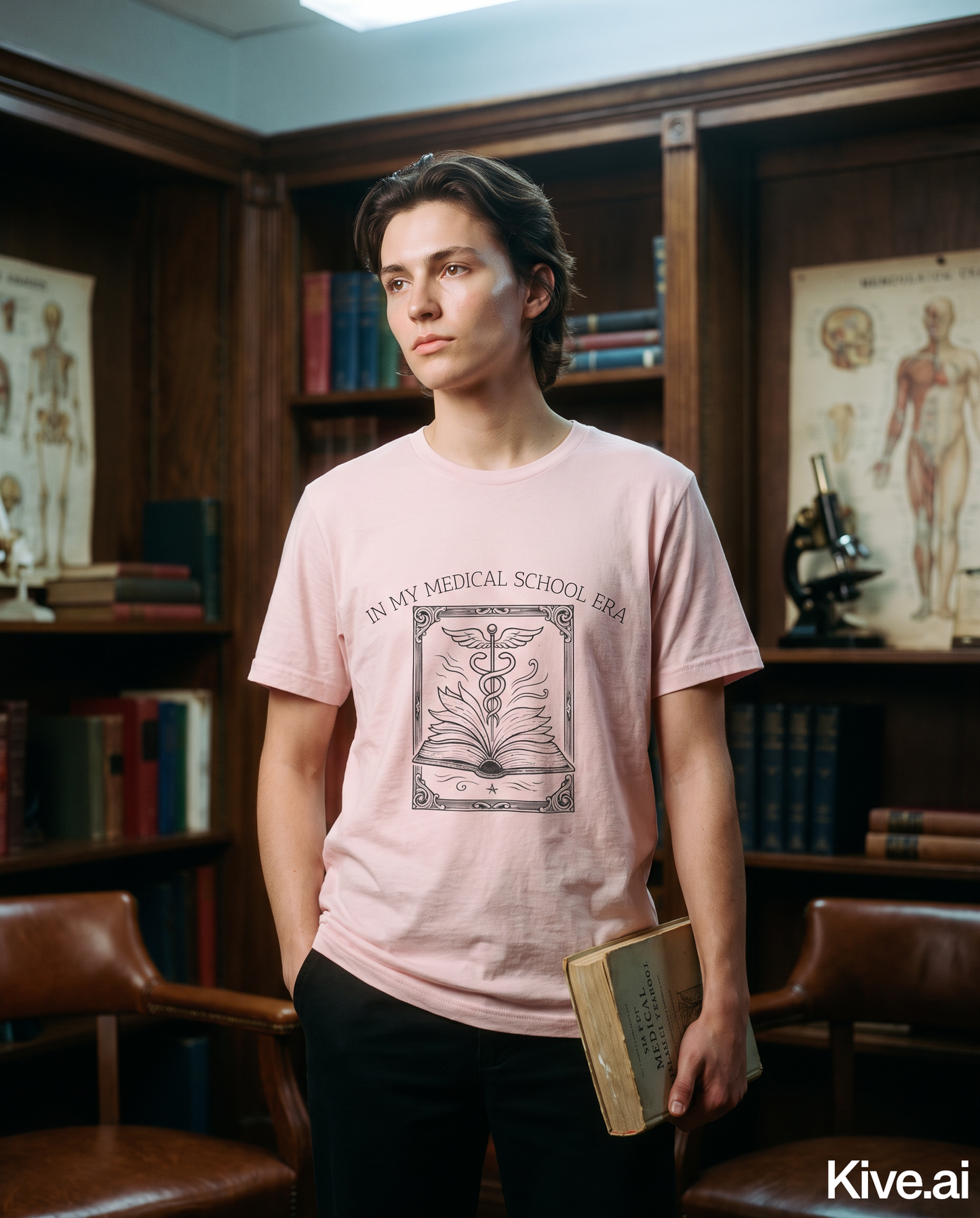 In My Medical School Era Caduceus Book Illustration Tee