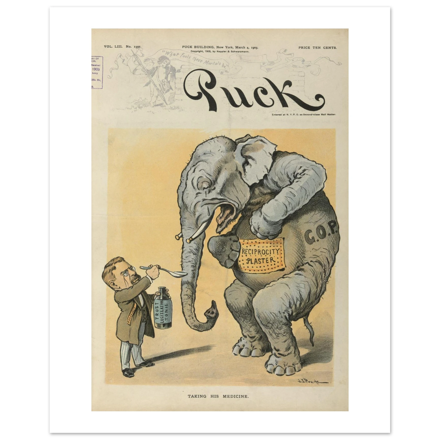 Taking his medicine elephant Cartoon healthcare professional art
