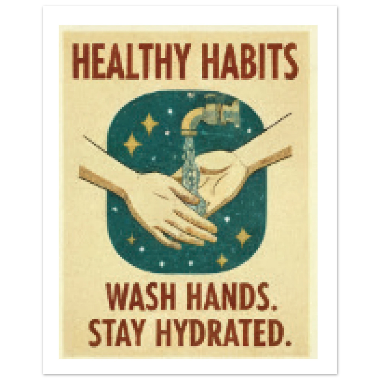 Wash Hands Poster unique medical office hygiene art