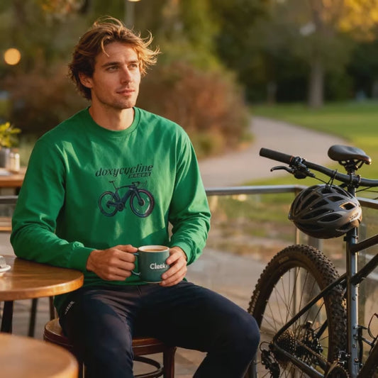 Cycling Doctor Graphic Long Sleeve Tee — 'doxycycline racer' Bike Logo
