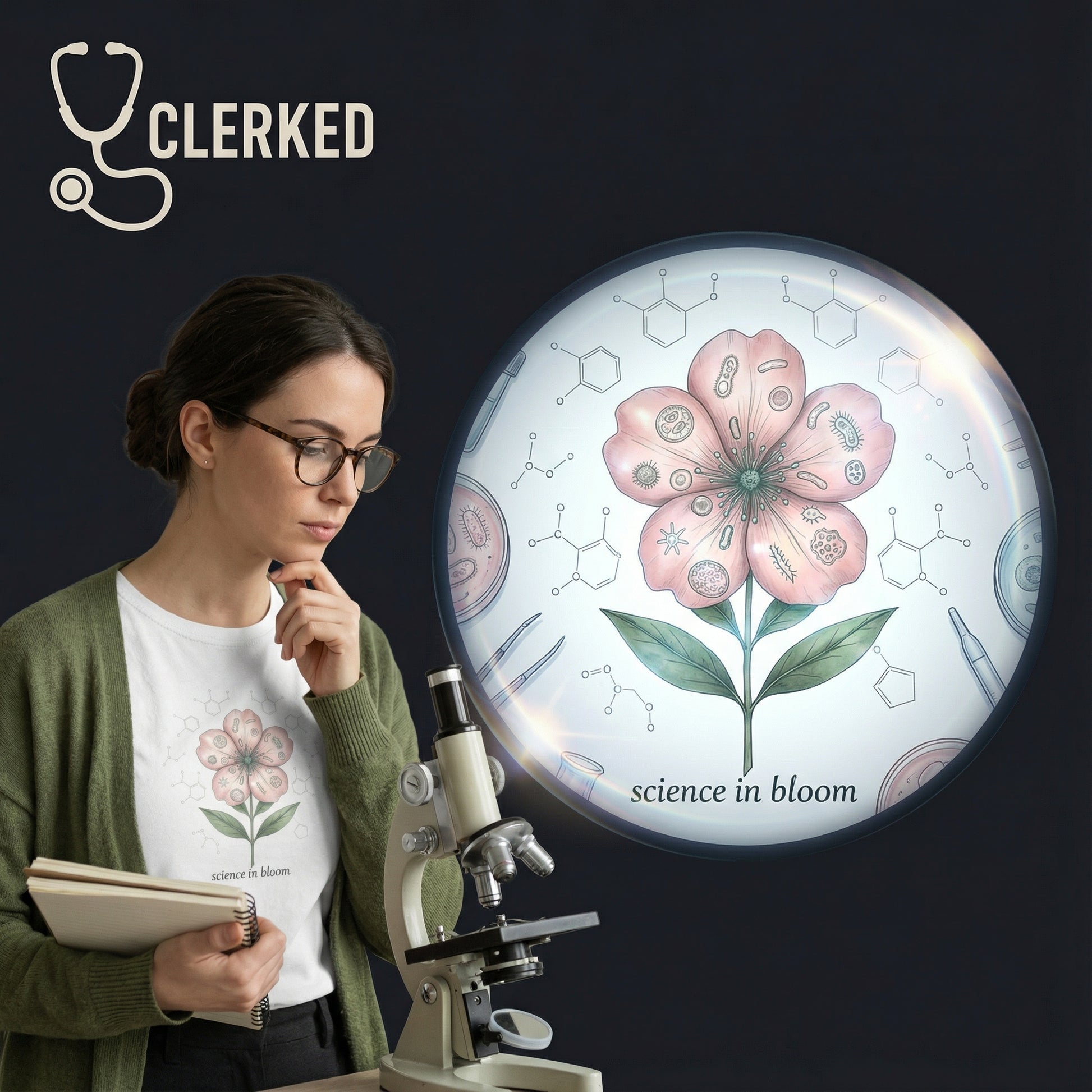 Botanical Science in Bloom Flower Tee unique floral medical shirt