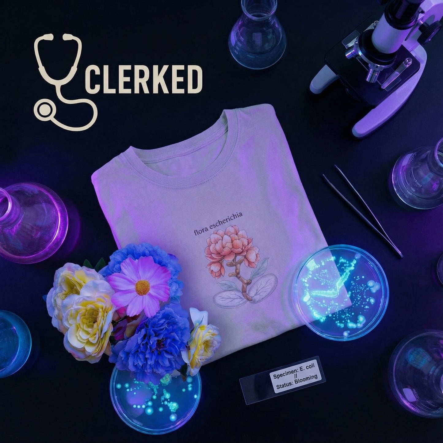 E Coli Flower Tee unique medical school style shirt