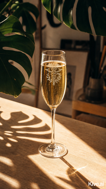 Graduation Champagne Flute  Caduceus Engraved