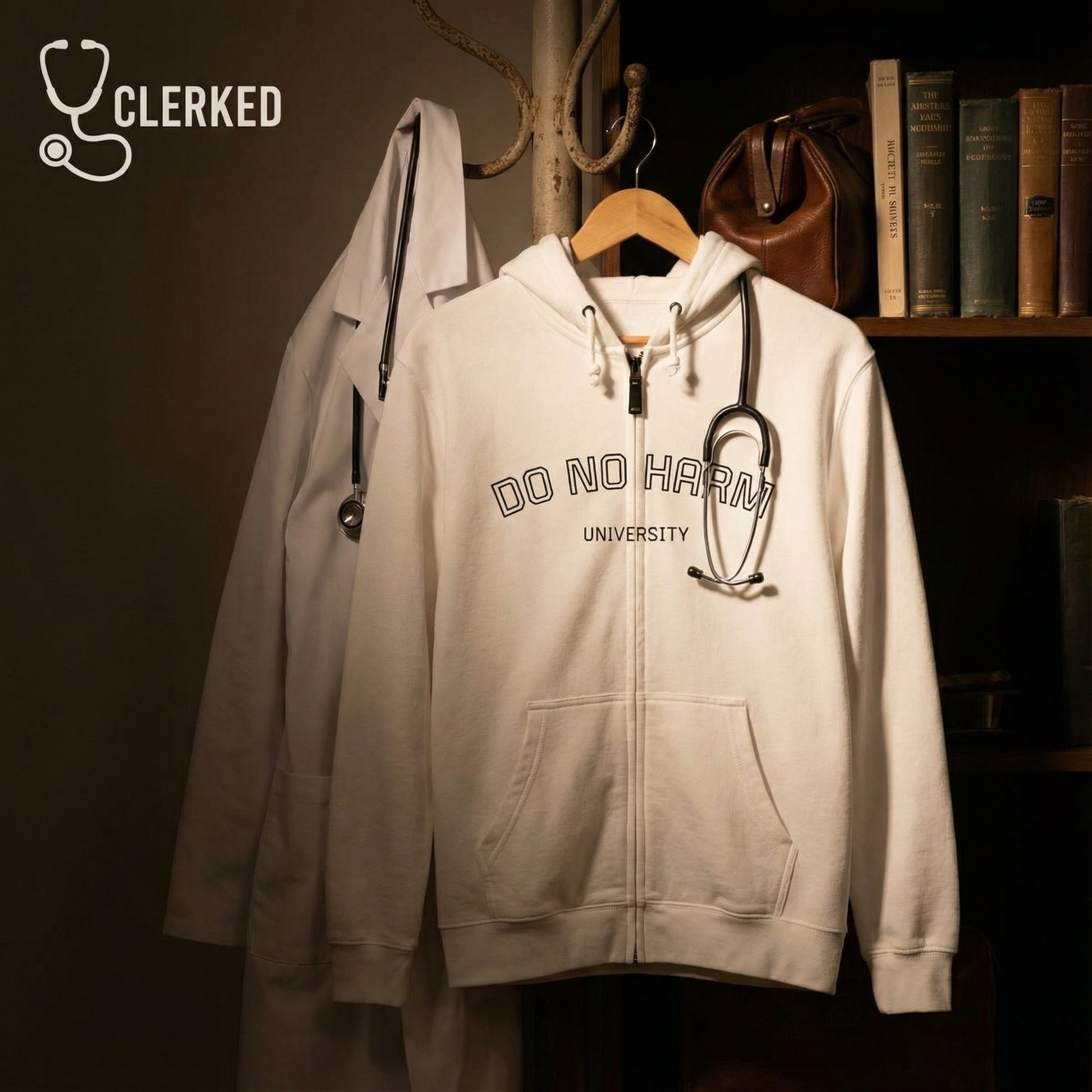 Do No Harm University Zip Hoodie oversized medical jacket