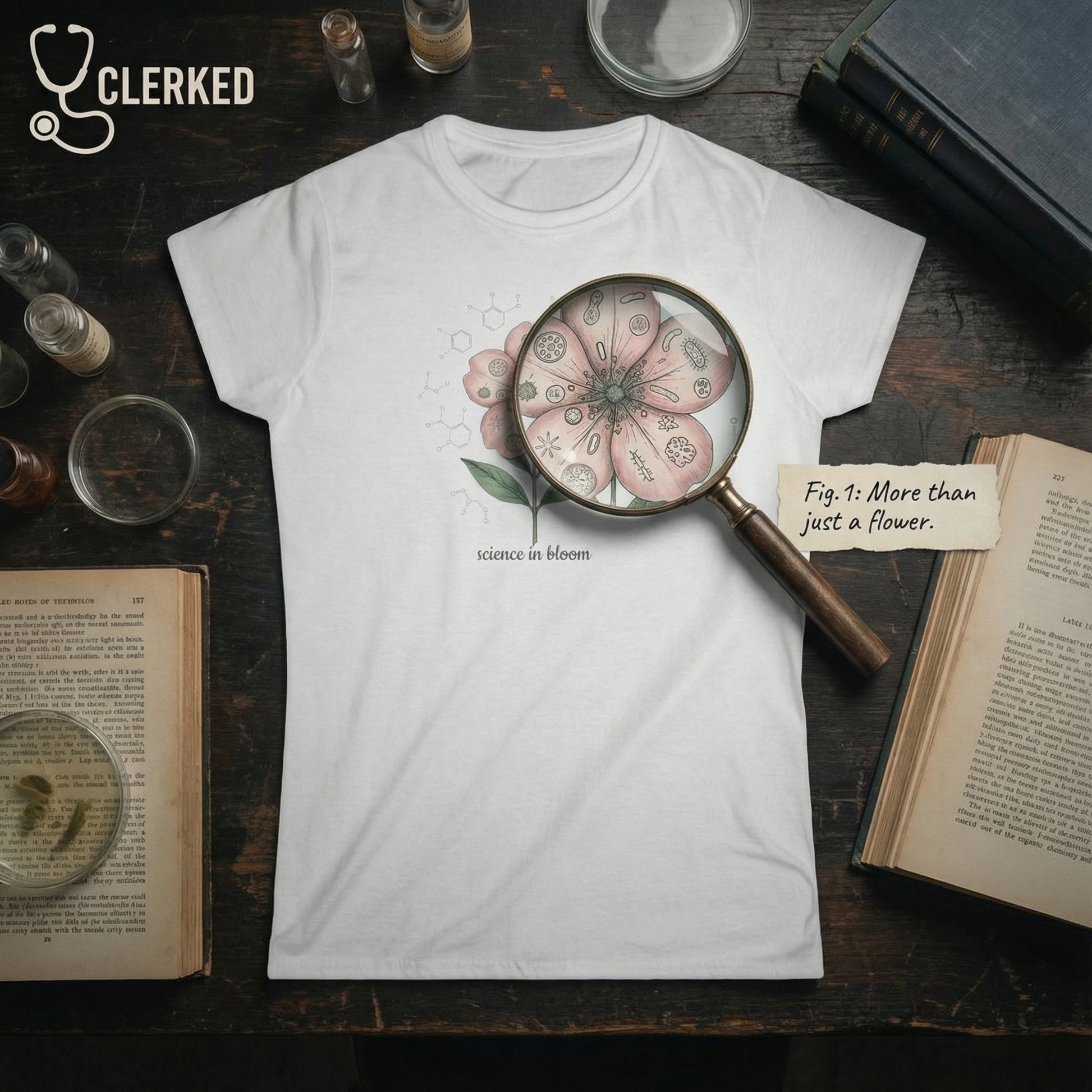 Botanical Science in Bloom Flower Tee floral art shirt view 2