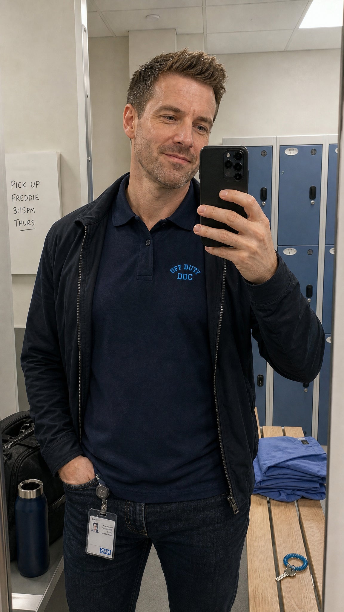 Embroidered "Off Duty" Polo Shirt