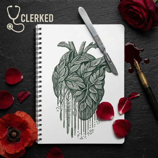 Botanical Heart Spiral Notebook A5 floral anatomy journal