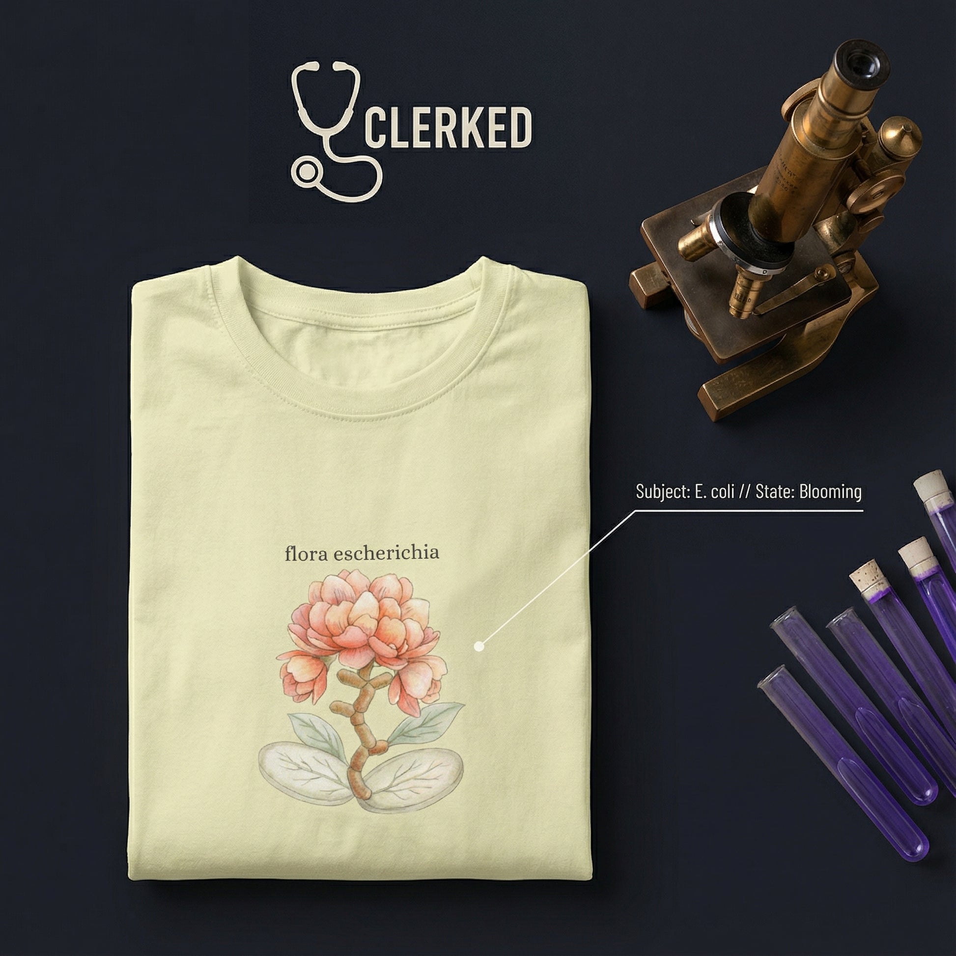 E Coli Flower Tee professional healthcare worker apparel